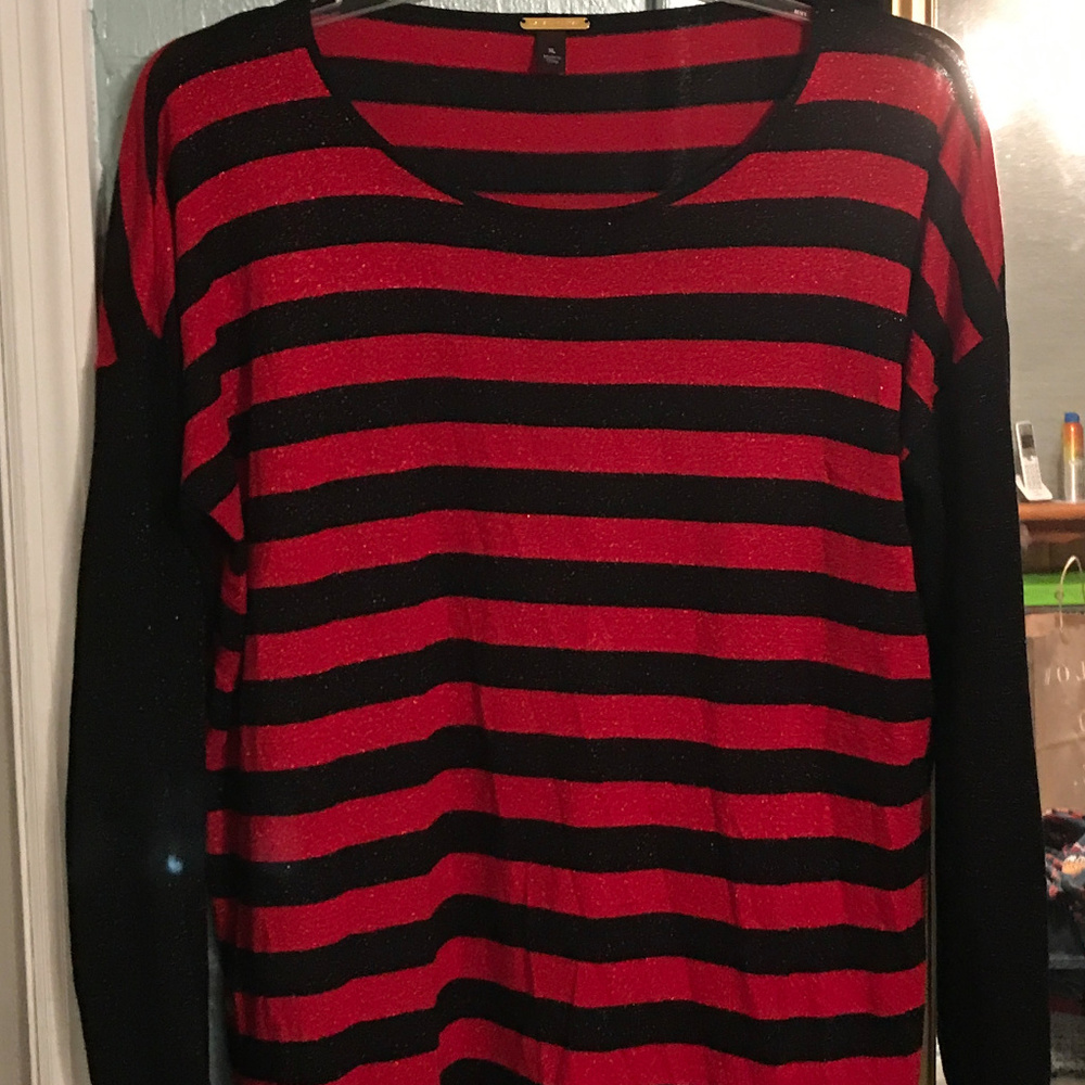 XL Gently Worn Black/Red Striped Tunic
